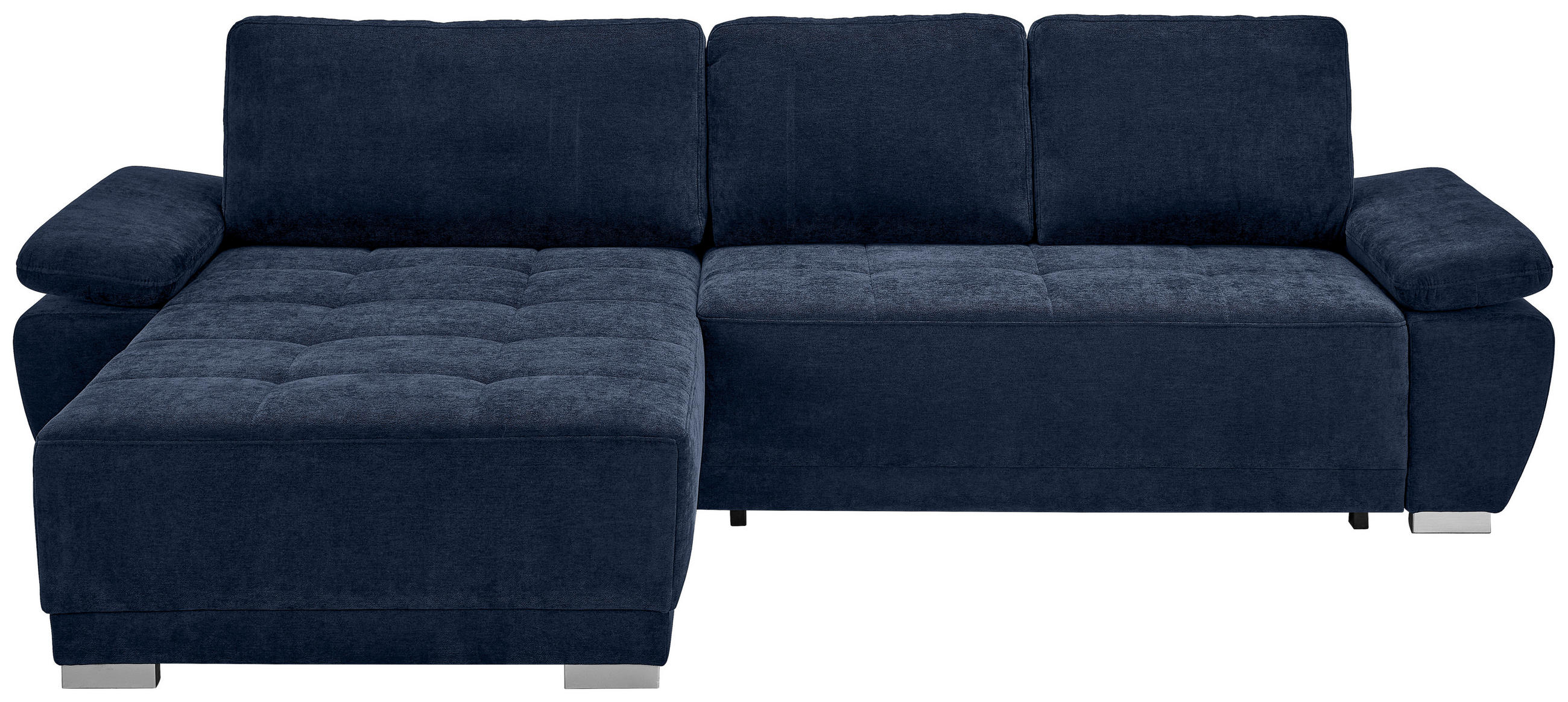 ECKSOFA Dunkelblau Chenille  - Silberfarben/Dunkelblau, KONVENTIONELL, Holz/Textil (187/293cm) - Carryhome