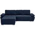 ECKSOFA  in Chenille Dunkelblau  - Silberfarben/Dunkelblau, KONVENTIONELL, Holz/Textil (187/293cm) - Carryhome