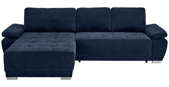 ECKSOFA  in Chenille Dunkelblau  - Silberfarben/Dunkelblau, KONVENTIONELL, Holz/Textil (187/293cm) - Carryhome