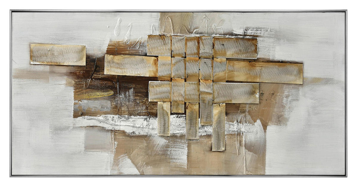 ÖLGEMÄLDE Abstraktes 180/55 cm  - Silberfarben/Braun, Design, Holz/Kunststoff (180/55cm) - Monee