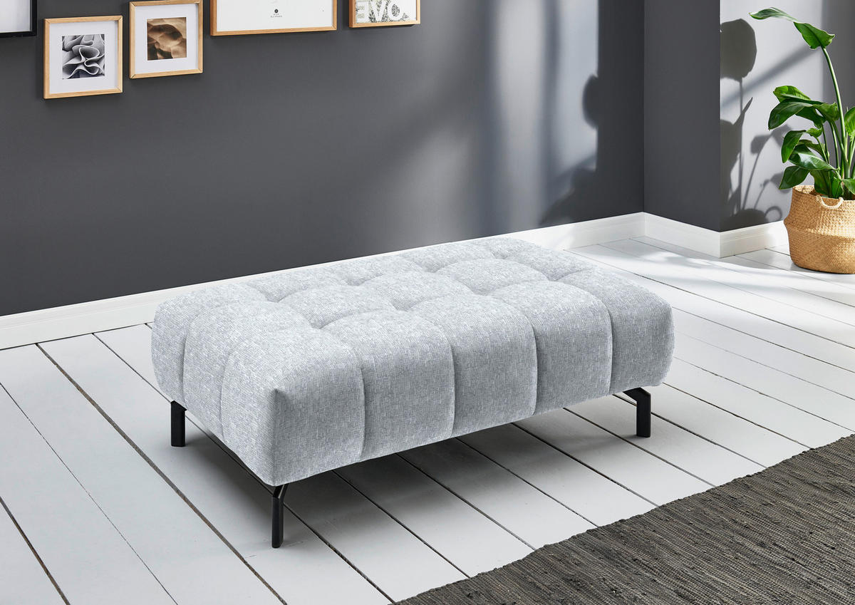 ECKSOFA in Chenille Hellgrau  329/190 cm  - Hellgrau/Schwarz, Design, Textil/Metall (329/190cm) - Beldomo Style