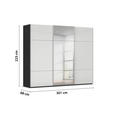 SCHWEBETÜRENSCHRANK 301/223/68 cm 3-türig Schwarz, Weiß  - Alufarben/Schwarz, KONVENTIONELL, Glas/Holzwerkstoff (301/223/68cm) - Novel