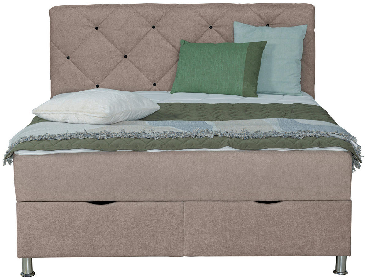 BOXBETT 180/200 cm  in Hellbraun  - Chromfarben/Hellbraun, Design, Kunststoff/Textil (180/200cm) - Boxxx