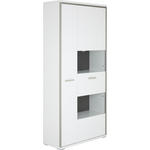 VITRINE  in Grau, Weiß, Edelstahlfarben  - Edelstahlfarben/Weiß, Design, Glas/Holzwerkstoff (94/201/38cm) - Xora