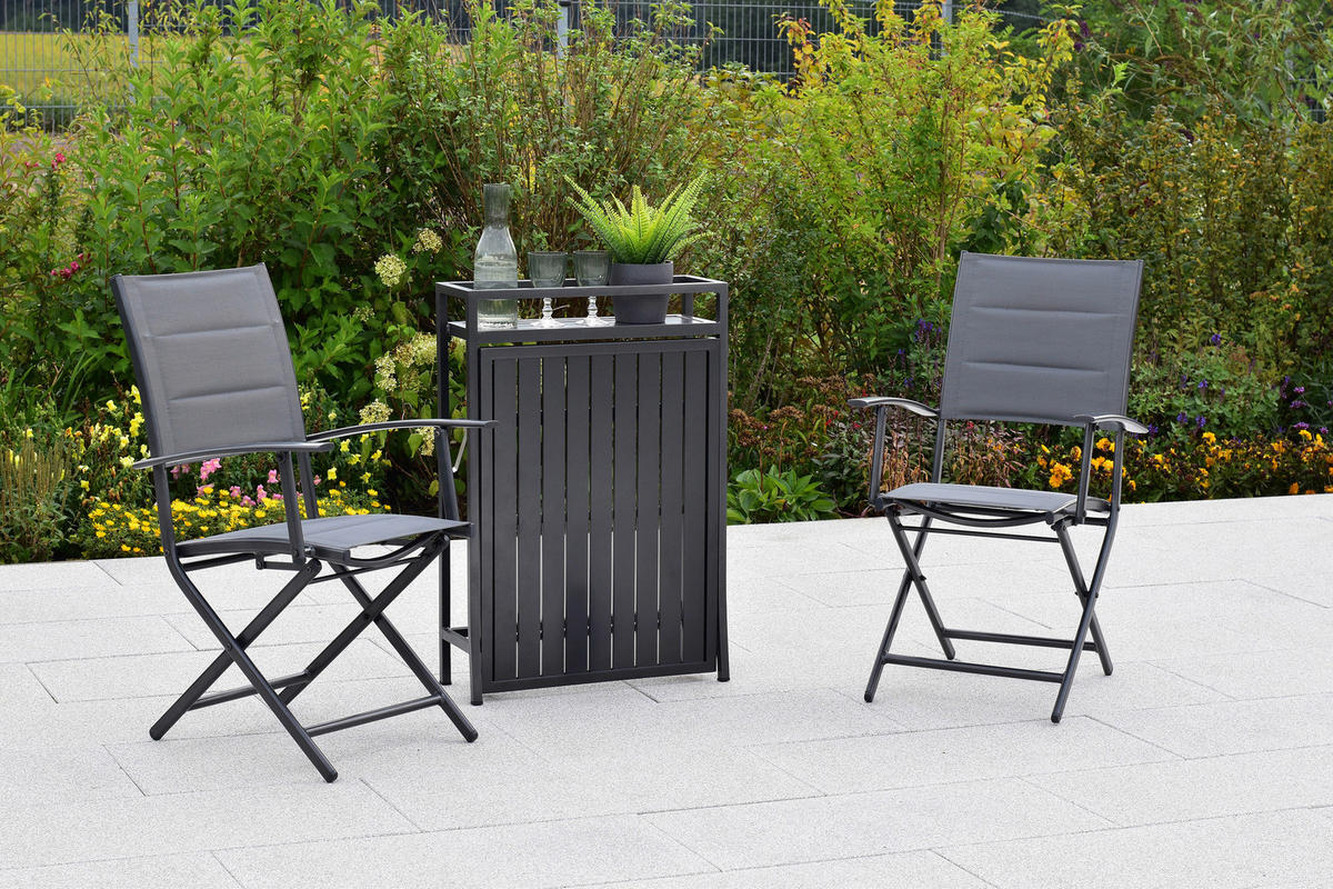 GARTENSET Aluminium  - Graphitfarben/Grau, MODERN, Textil/Metall - Gardenson
