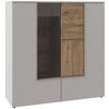 HIGHBOARD Taupe, Wildeiche  127,9/132/42,9 cm  - Taupe/Wildeiche, Design, Glas/Holz (127,9/132/42,9cm) - Voglauer
