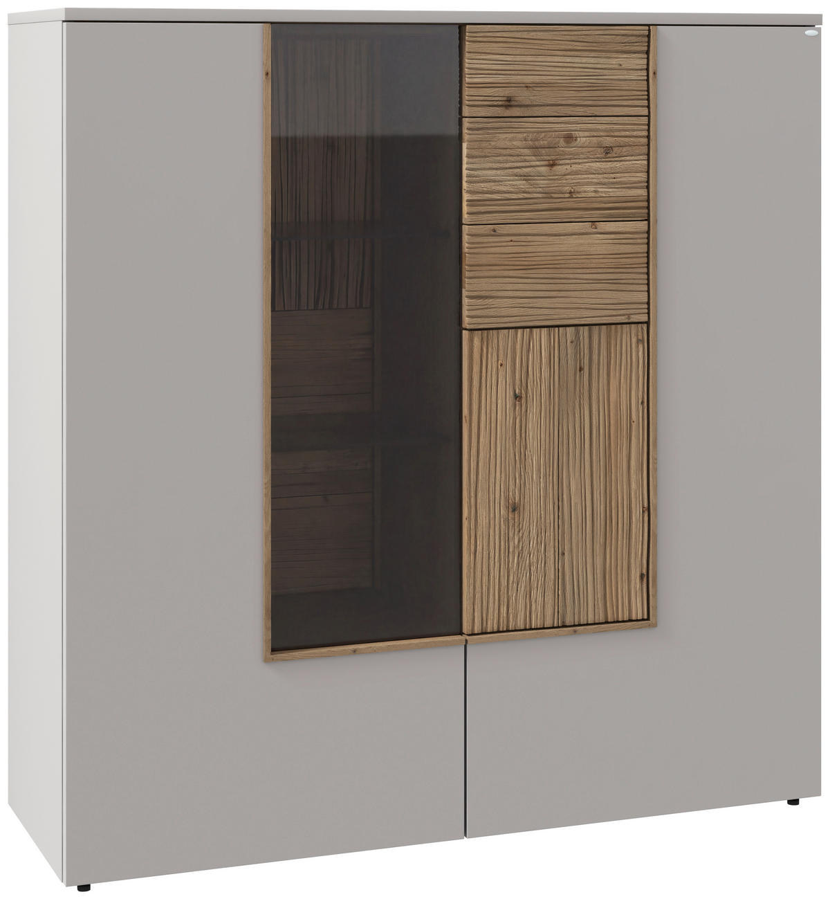HIGHBOARD  127,9/132/42,9 cm  - Taupe/Wildeiche, Design, Glas/Holz (127,9/132/42,9cm) - Voglauer