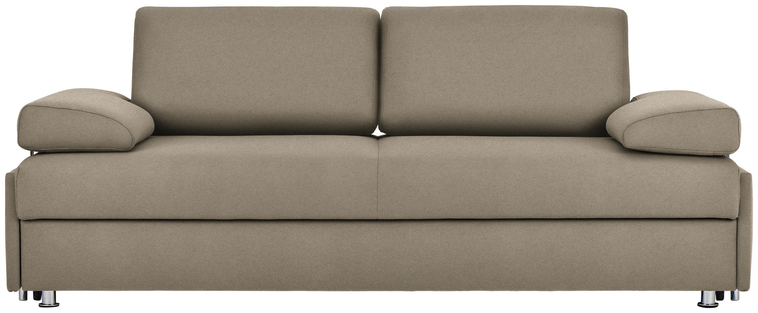 SCHLAFSOFA in Flachgewebe Hellbraun  - Chromfarben/Hellbraun, Design, Textil/Metall (212/84/100cm) - Bali