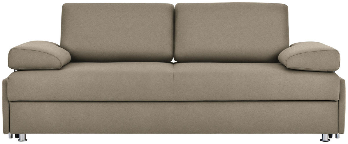 SCHLAFSOFA in Textil Hellbraun  - Chromfarben/Hellbraun, Design, Textil/Metall (212/84/100cm) - Bali