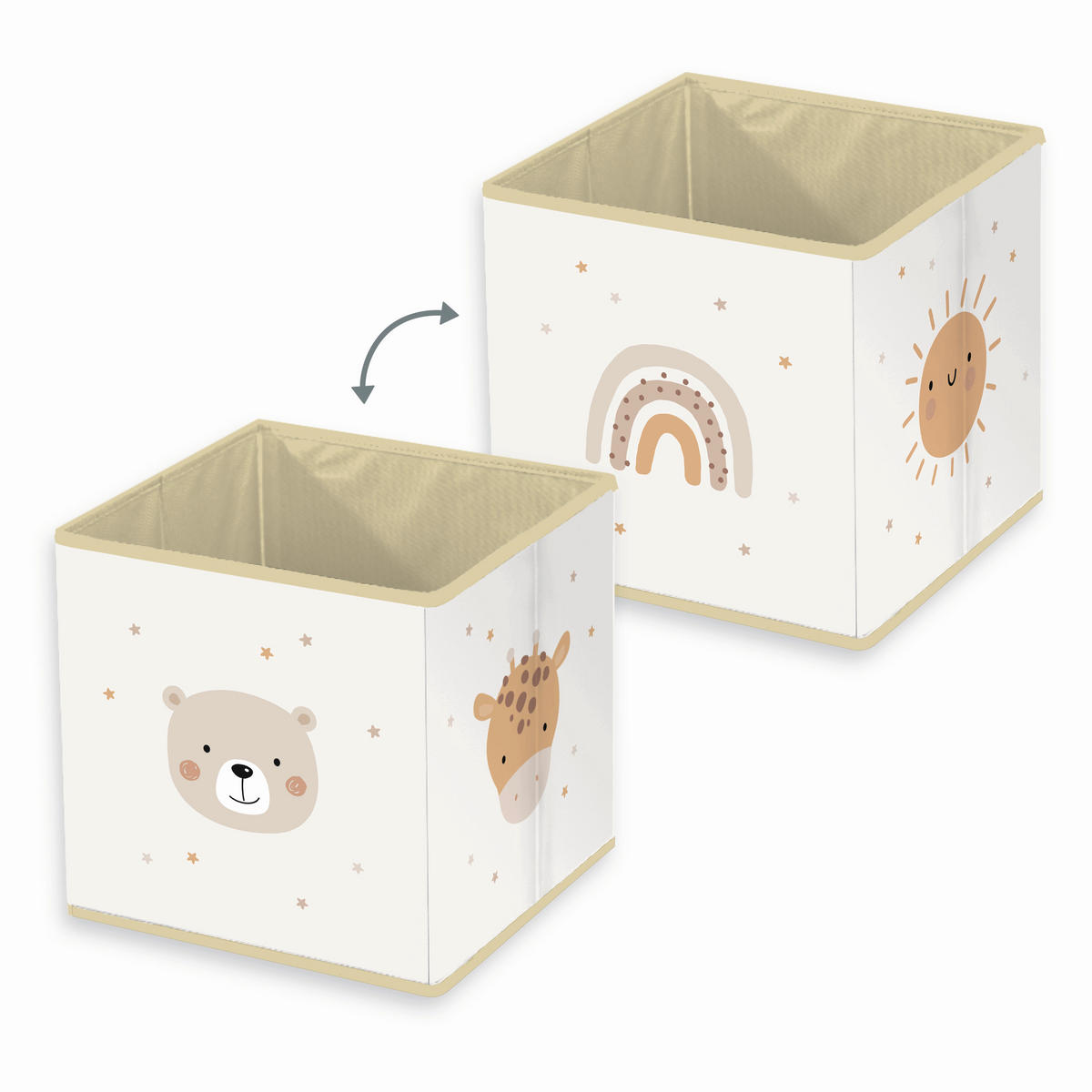 AUFBEWAHRUNGSBOX Little Friends  - Cognac/Perlmutt, Basics, Textil (30/30/30cm) - Herding