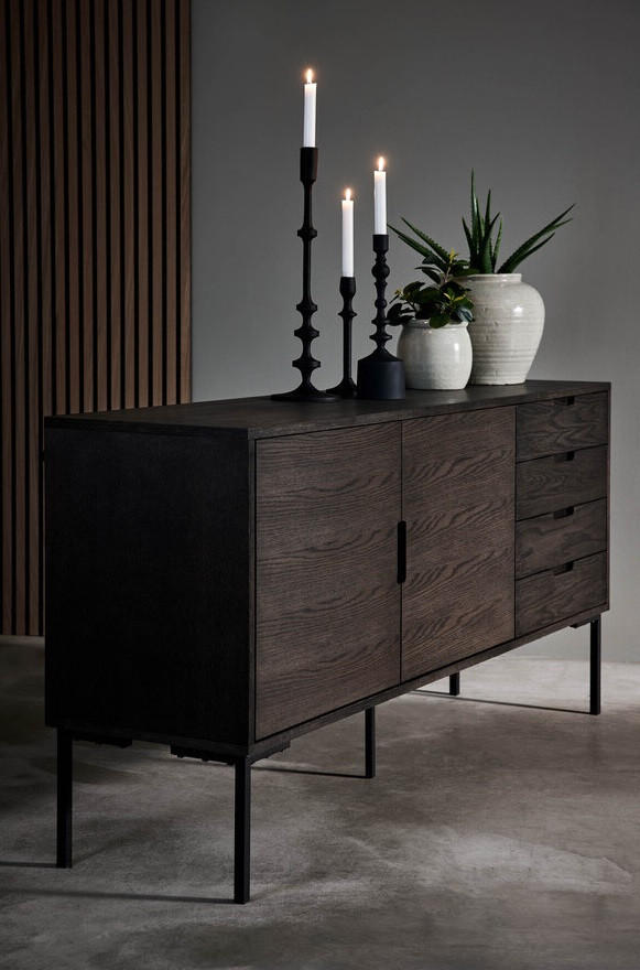 SIDEBOARD 165/80,5/42 cm  - svart/mörkbrun, Design, metall/trä (165/80,5/42cm) - Best Price