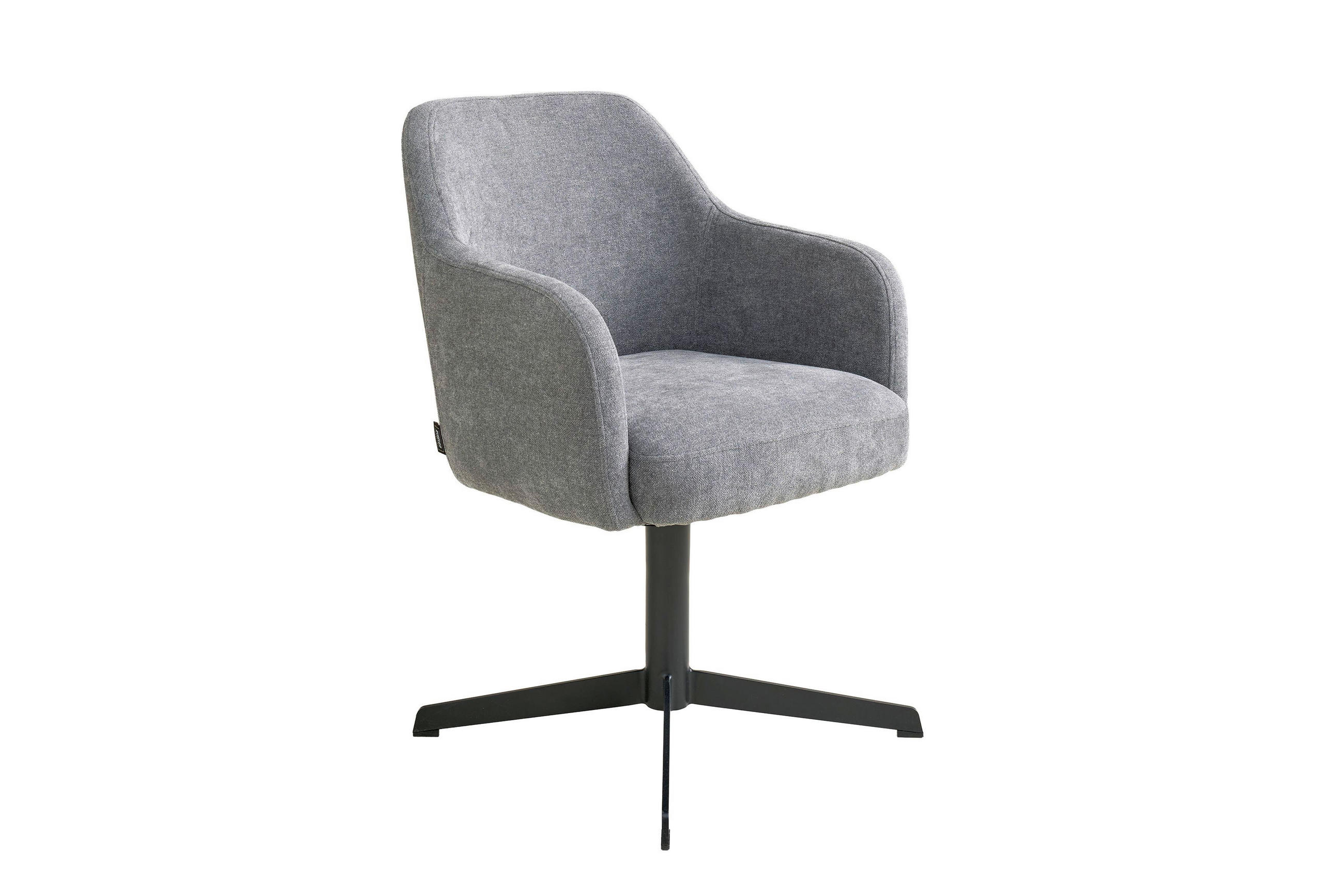 ARMLEHNSTUHL  Sitzfläche 360° drehbar Webstoff  Grau  - Schwarz/Grau, MODERN, Textil/Metall (59/86/63cm) - Schöner Wohnen