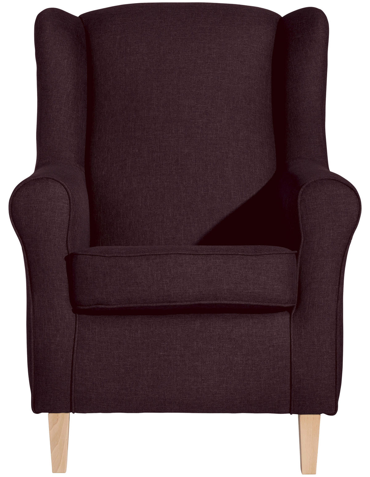 OHRENSESSEL in Flachgewebe Dunkelrot  - Buchefarben/Dunkelrot, Design, Holz/Textil (77/103/86cm) - Max Winzer