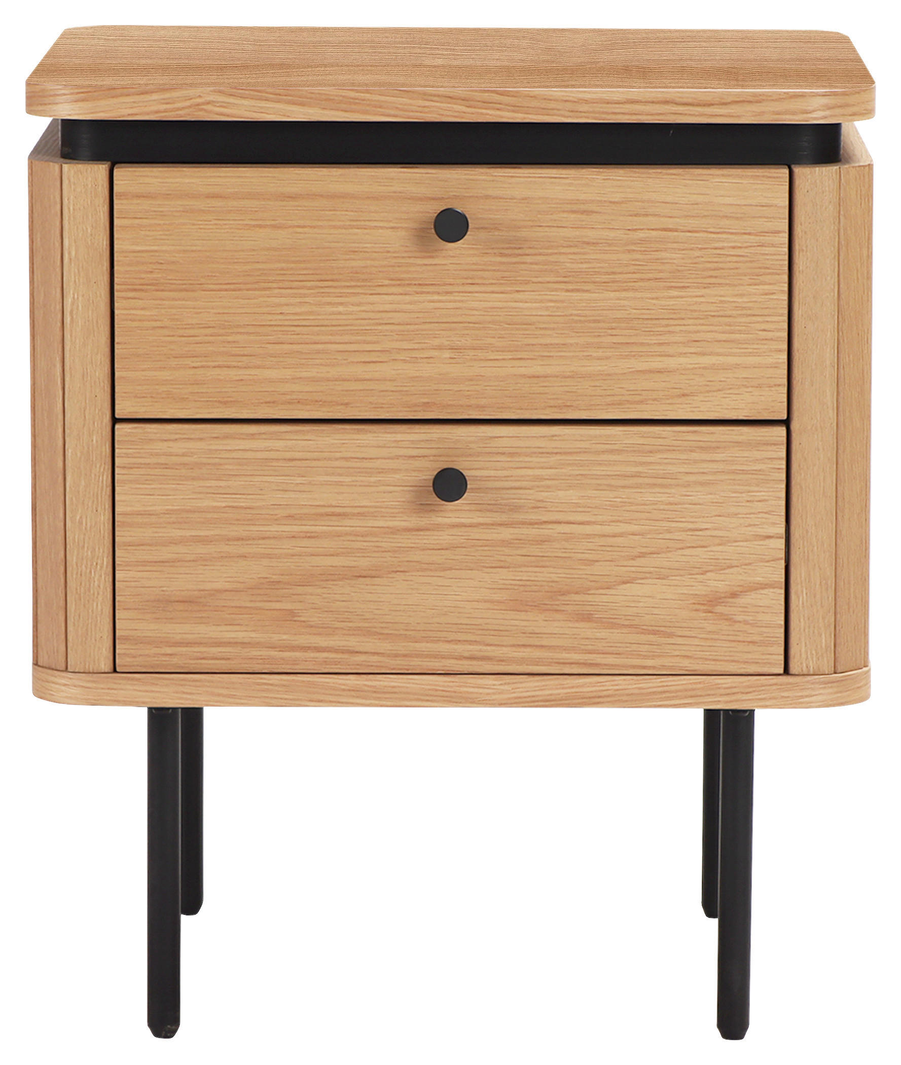 NACHTSCHRANK 48/55/40 cm Eiche furniert, massiv  - Eichefarben/Schwarz, Design, Holz/Holzwerkstoff (48/55/40cm) - Boxxx