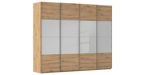 SCHWEBETÜRENSCHRANK  in Eiche Artisan, Seidengrau  - Chromfarben/Seidengrau, KONVENTIONELL, Glas/Holzwerkstoff (271/235/68cm) - Novel