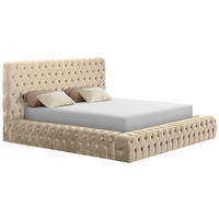 POLSTERBETT Lattenrost, gepolstertes Kopfteil, Bettkasten Naturfarben 180/200 cm  - Blau/Schwarz, MODERN, Kunststoff/Textil (180/200cm) - Livetastic