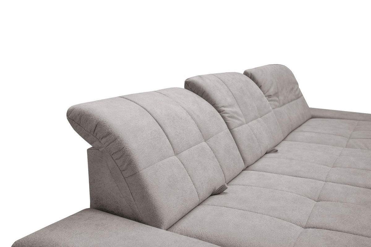 SAROKGARNITÚRA textil szürke  - krómszínű/szürke, Basics, textil/fém (340/198cm) - Xora