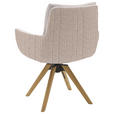 ARMLEHNSTUHL  Beinauswahl, Sitzfläche 360° drehbar, Stoff-/Lederauswahl Flachgewebe  Creme, Hellgrau  - Beige/Creme, Design, Holz/Textil (62/90/68cm) - Valnatura