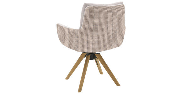ARMLEHNSTUHL  Beinauswahl, Sitzfläche 360° drehbar, Stoff-/Lederauswahl Flachgewebe  Creme, Hellgrau  - Beige/Creme, Design, Holz/Textil (62/90/68cm) - Valnatura