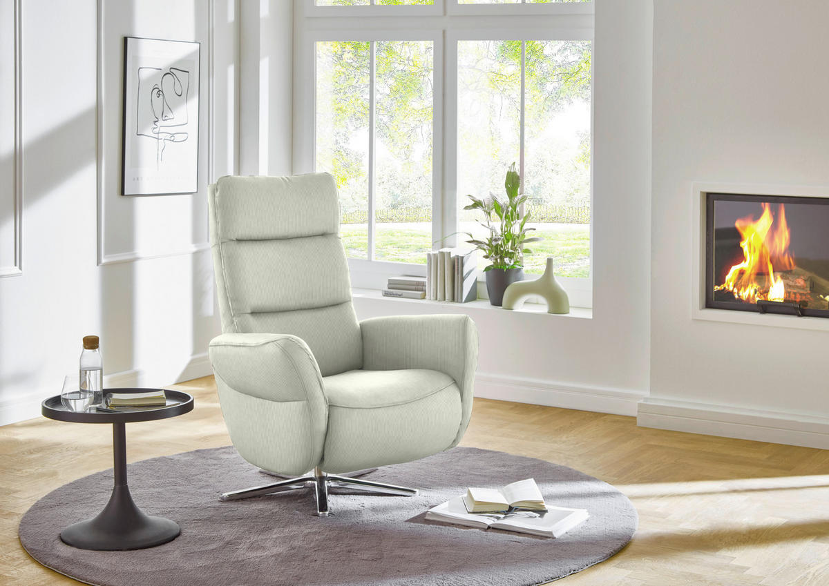 RELAXSESSEL Textil Weiss  - Chromfarben/Weiss, Design, Textil/Metall (78/113/83cm) - Beldomo Speed