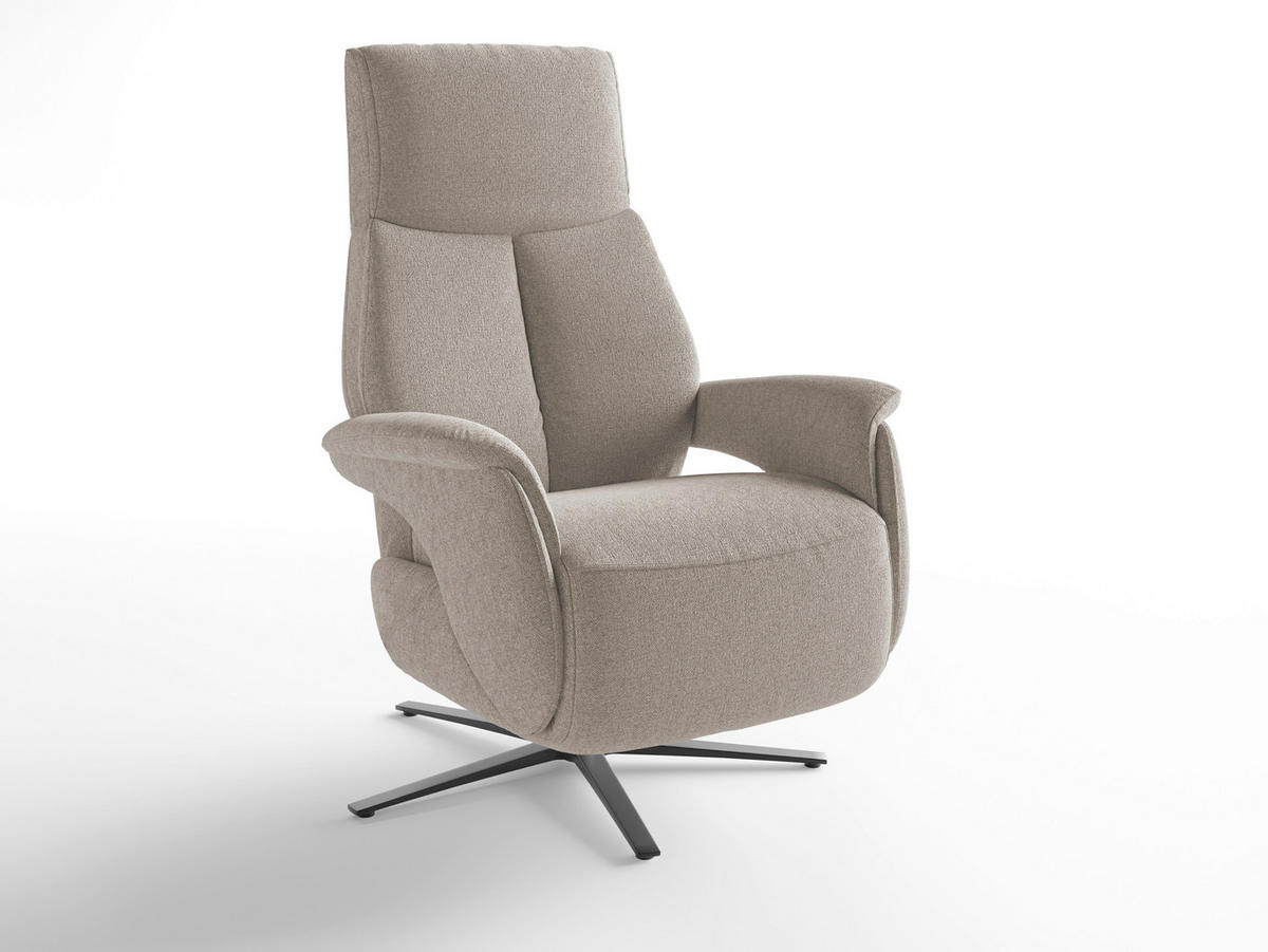 RELAXSESSEL TV LAZY E XS1 Chenille Kopfteilverstellung, Rücken echt    - Taupe/Schwarz, Basics, Textil/Metall (75/110/85cm) - Sit & More