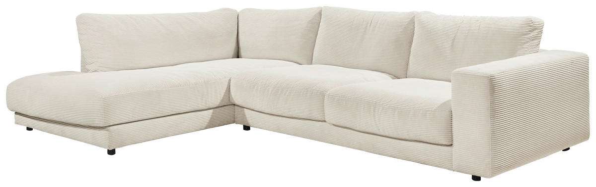 ECKSOFA in Cord Creme  - Creme/Schwarz, Design, Kunststoff/Textil (224/325cm) - Hom`in