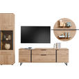 WOHNWAND  in Eichefarben  318/206/44 cm  - Eichefarben/Anthrazit, Natur, Glas/Holz (318/206/44cm) - Valnatura