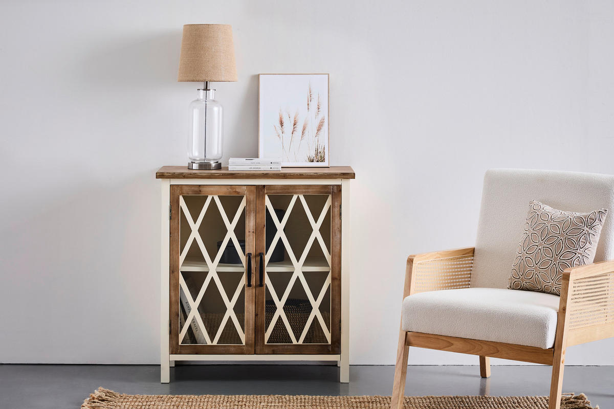 KOMMODE  in 80/85/35 cm  - Klar/Schwarz, KONVENTIONELL, Glas/Holz (80/85/35cm) - Livetastic