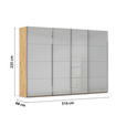 SCHWEBETÜRENSCHRANK 316/235/68 cm 4-türig Hellgrau, Eiche Artisan  - Chromfarben/Hellgrau, Design, Glas/Holzwerkstoff (316/235/68cm) - Novel