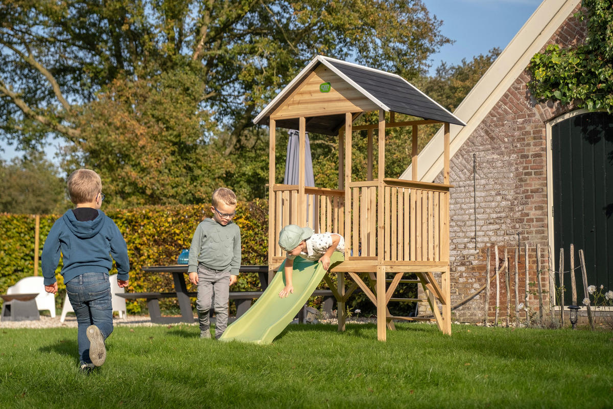 SPIELHAUS  - Naturfarben/Grün, KONVENTIONELL, Holz/Kunststoff (226/120/203cm) - EXIT Toys