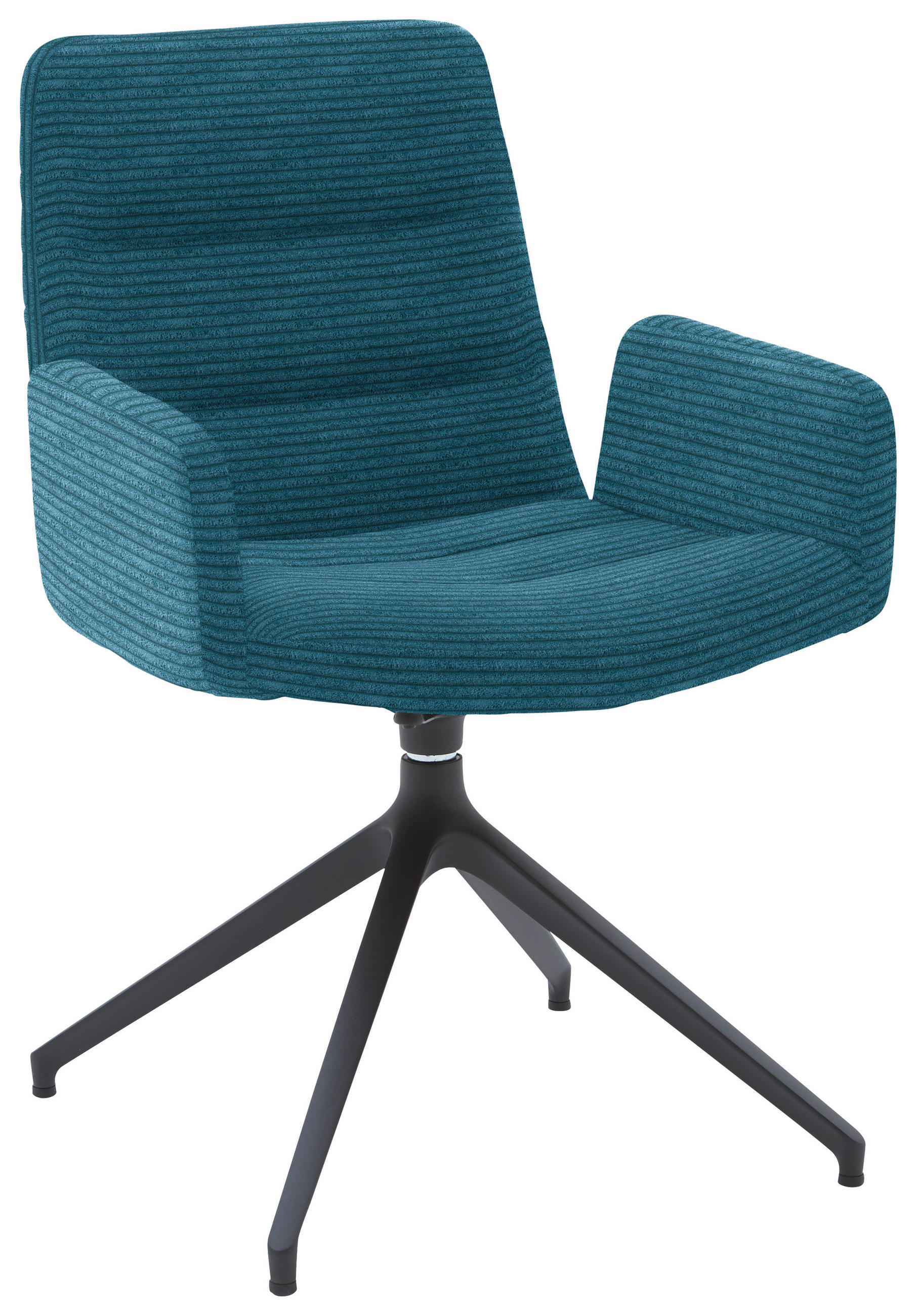ARMLEHNSTUHL  in Cord  - Petrol/Schwarz, Design, Textil/Metall (61/88/66cm) - Dieter Knoll