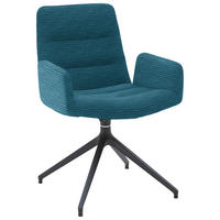 ARMLEHNSTUHL  in Cord  - Petrol/Schwarz, Design, Textil/Metall (61/88/66cm) - Dieter Knoll