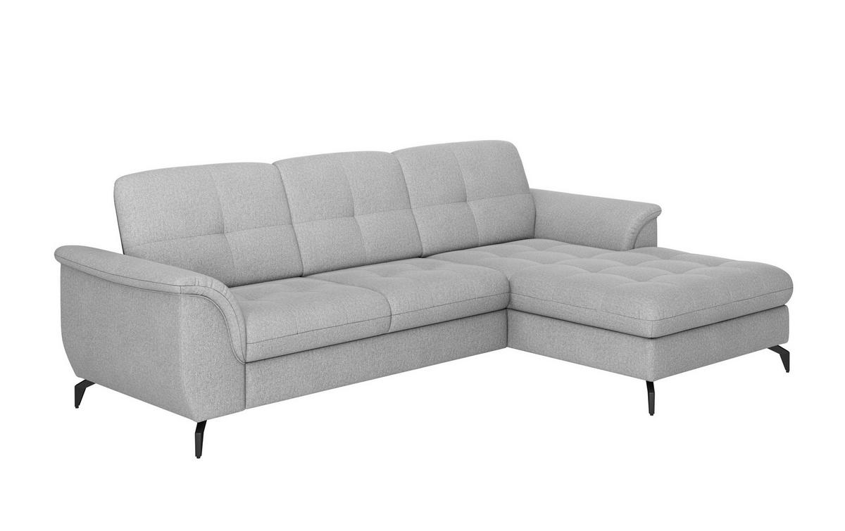ECKSOFA in Flachgewebe Grau  262/164 cm  - Schwarz/Grau, MODERN, Textil/Metall (262/164cm) - Sit & More