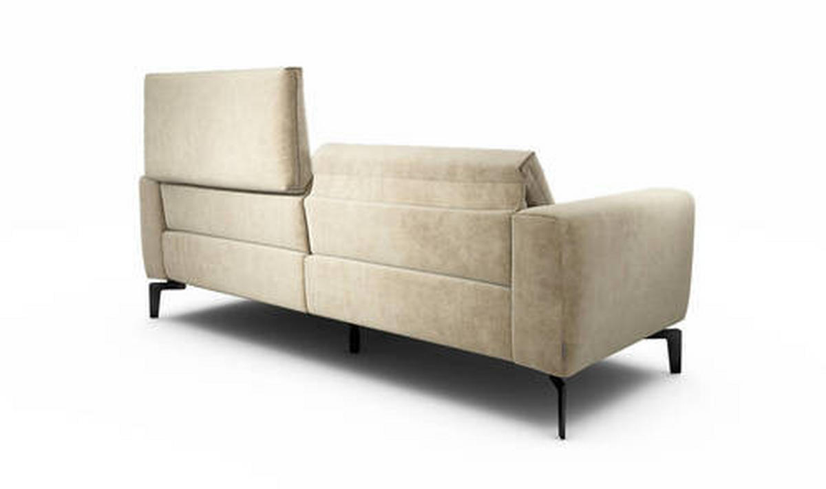 2,5-Sitzer inkl. Hocker in Samt Sandfarben  - Sandfarben/Schwarz, Design, Textil/Metall (220/86/86-94cm) - SENSOO