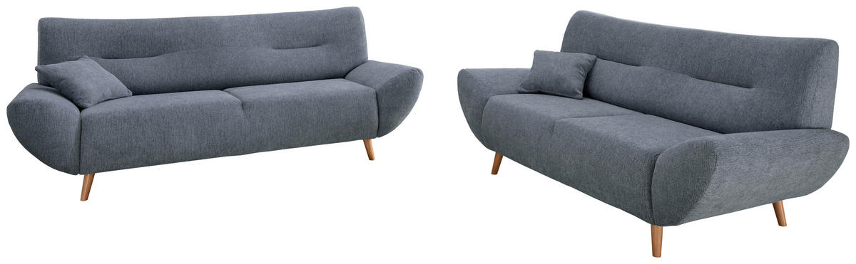 3-SITZER-SOFA in Chenille Hellblau  - Wildeiche/Hellblau, Modern, Holz/Textil (205/81/90cm) - MID.YOU