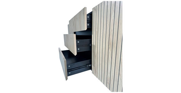 SIDEBOARD LINO in 150/75/40 cm - Eichefarben/Schwarz, Design, Holzwerkstoff/Metall (150/75/40cm) - Xora