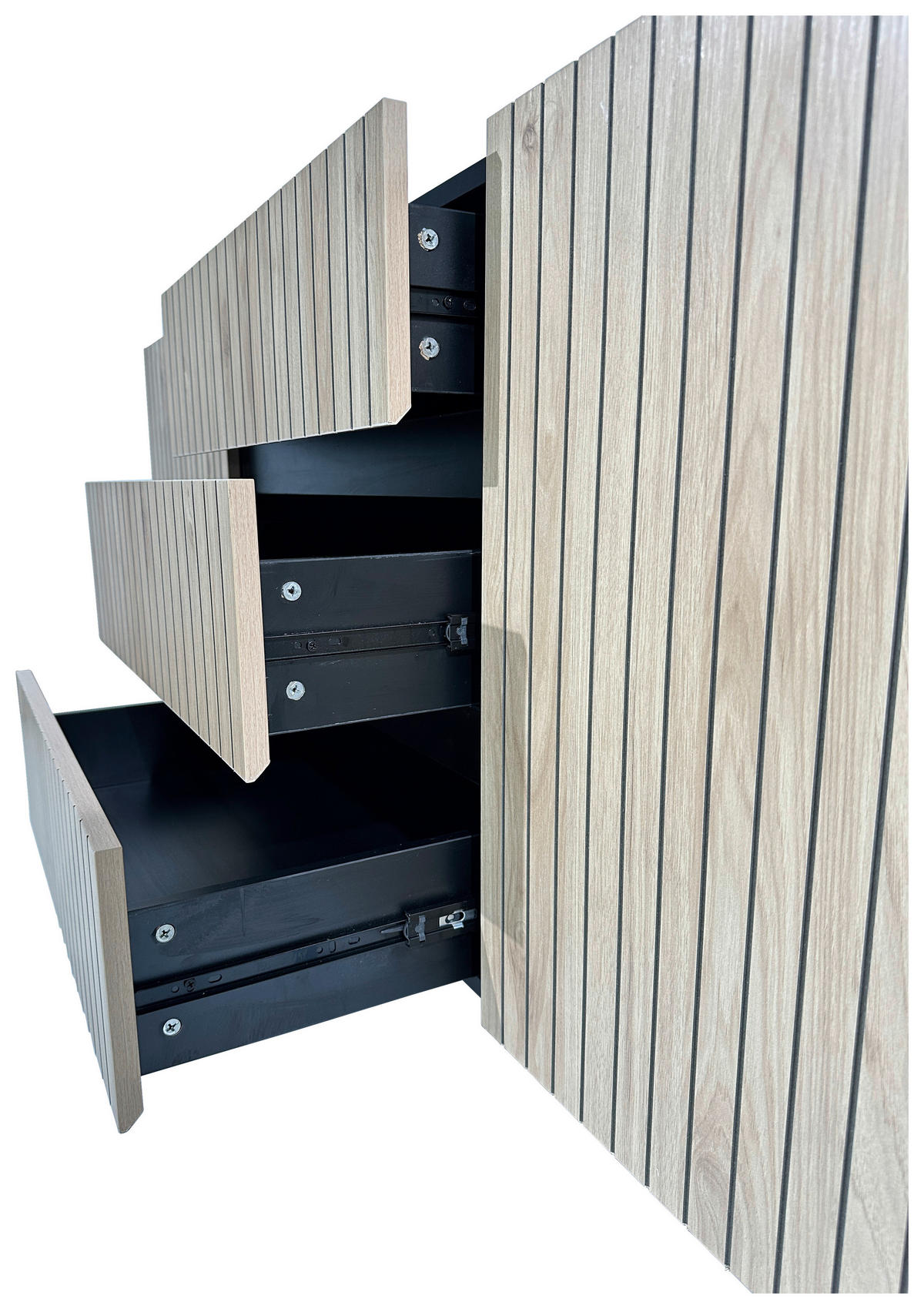 SIDEBOARD LINO  in 150/75/40 cm  - Eichefarben/Schwarz, Design, Holzwerkstoff/Metall (150/75/40cm) - Xora