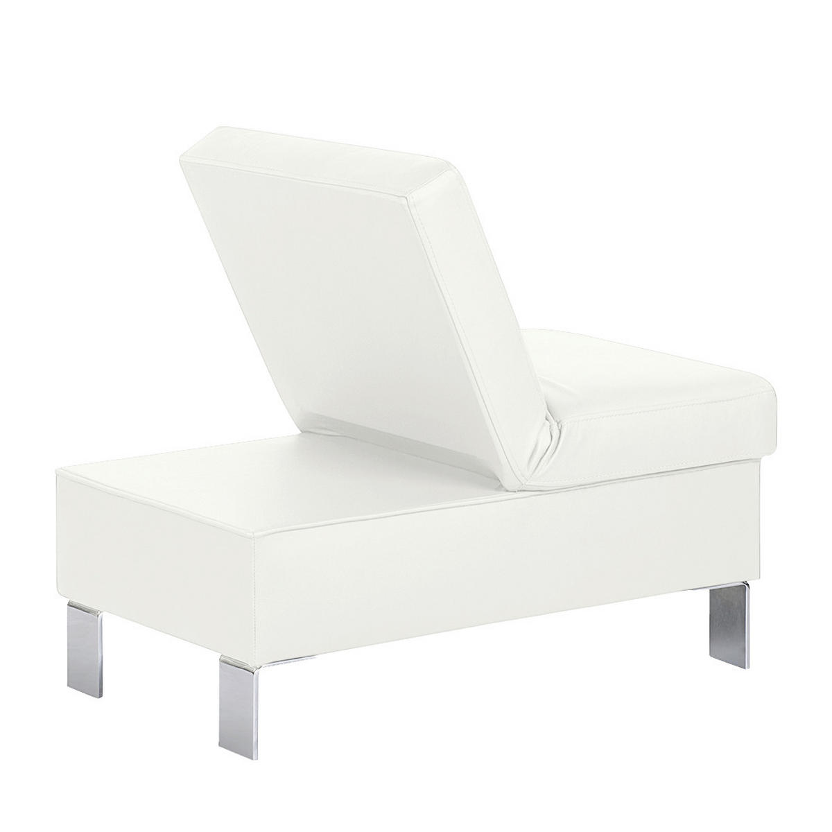 HOCKER in Leder Weiß  - Chromfarben/Weiß, Design, Leder/Metall (91/44/57cm) - Livetastic