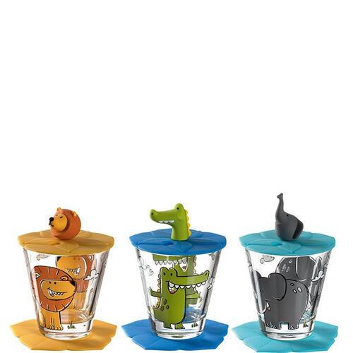 KINDER-GLÄSERSET Bambini  9-teilig  - Türkis/Blau, KONVENTIONELL, Glas/Kunststoff (32/10/11cm) - Leonardo