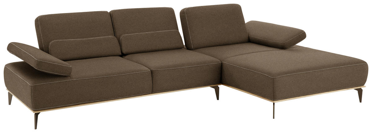 ECKSOFA in Mikrofaser Braun  - Beige/Bronzefarben, Natur, Textil/Metall (298/176cm) - Valnatura