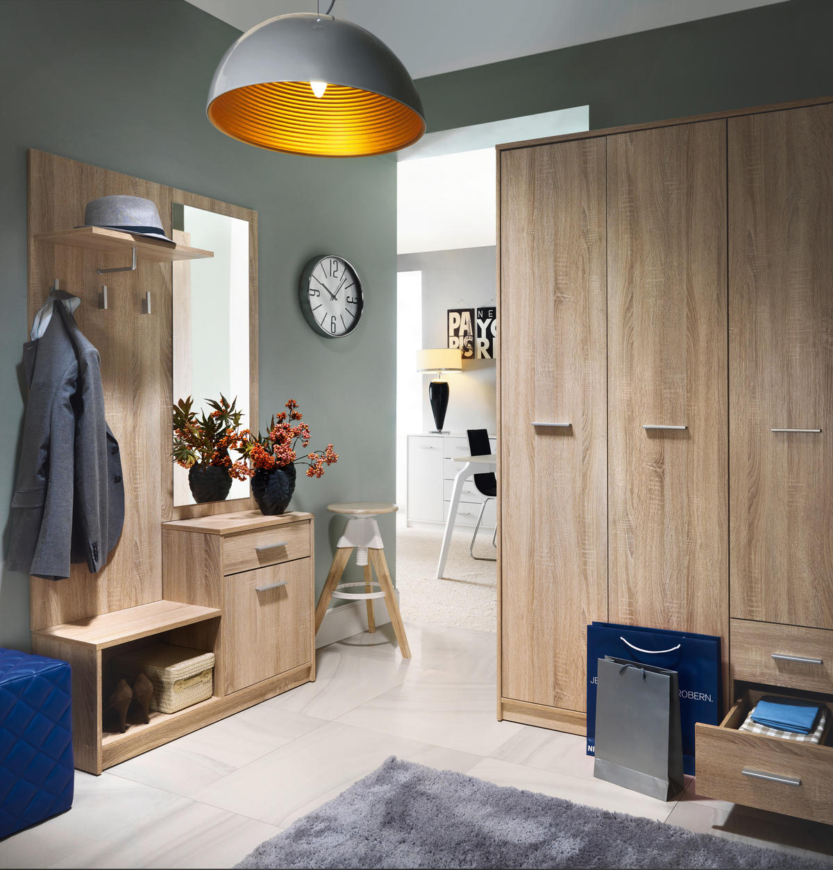 DREHTÜRENSCHRANK  in Sonoma Eiche  - Silberfarben/Sonoma Eiche, MODERN, Holzwerkstoff/Kunststoff (118,5/197/54,5cm) - MID.YOU