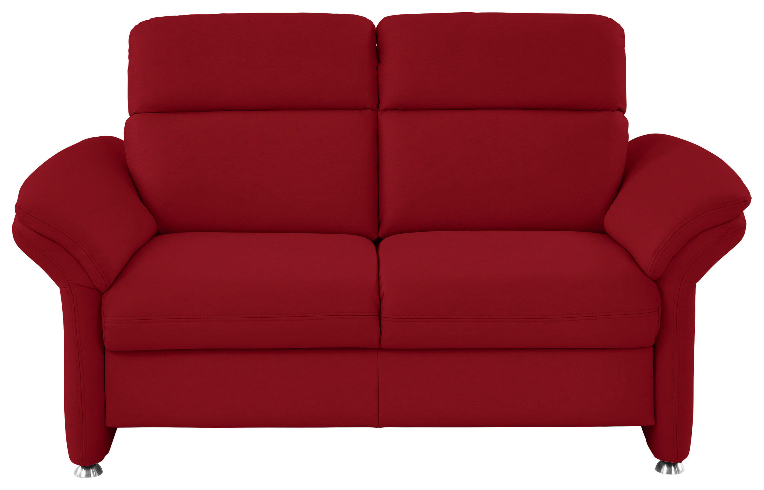 2-SITZER-SOFA in Echtleder Rot  - Rot/Alufarben, Konventionell, Leder/Metall (170/96/92cm) - Beldomo Premium