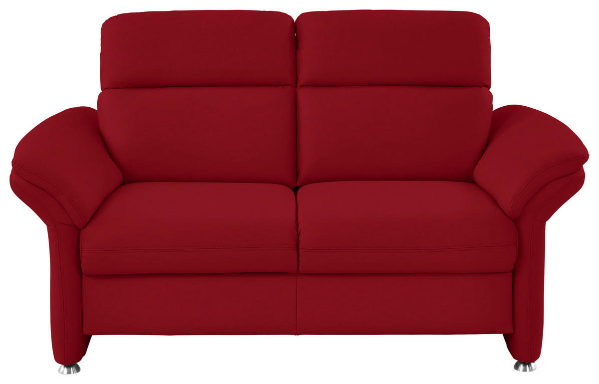 2-SITZER-SOFA in Echtleder Rot  - Rot/Alufarben, KONVENTIONELL, Leder/Metall (170/96/92cm) - Beldomo Premium