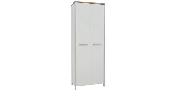 GARDEROBENSCHRANK Eiche furniert lackiert Eichefarben, Weiß - Eichefarben/Alufarben, MODERN, Holz/Holzwerkstoff (72/193/38cm) - Dieter Knoll