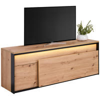 TV-ELEMENT WOHNZIMMER Holzwerkstoff Schwarz, Eiche Artisan  - Schwarz/Eiche Artisan, Design, Holzwerkstoff/Kunststoff (155/55/41cm) - Hom`in