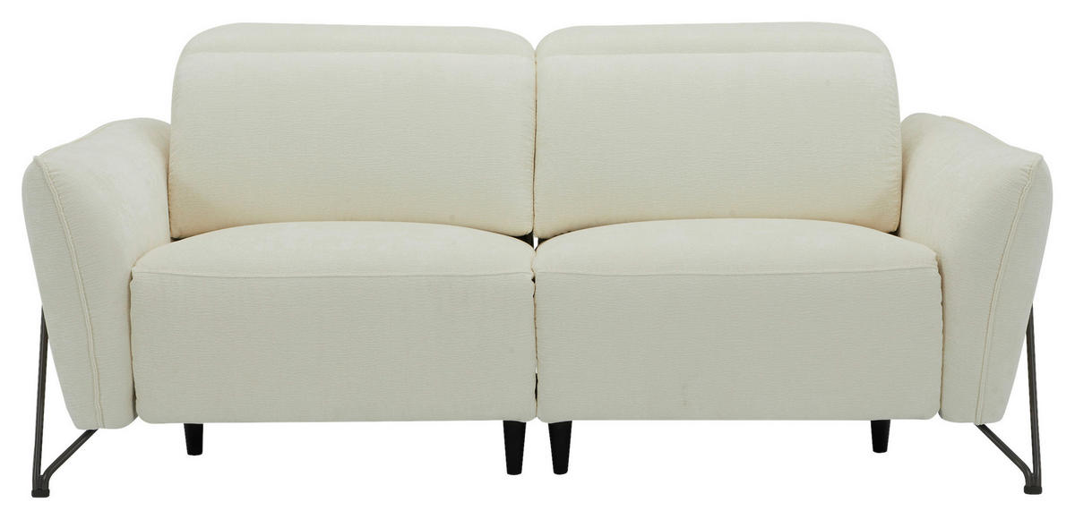 3-SITZER-SOFA in Flachgewebe Creme  - Creme/Schwarz, Lifestyle, Textil/Metall (198/83/107/111cm) - Livetastic