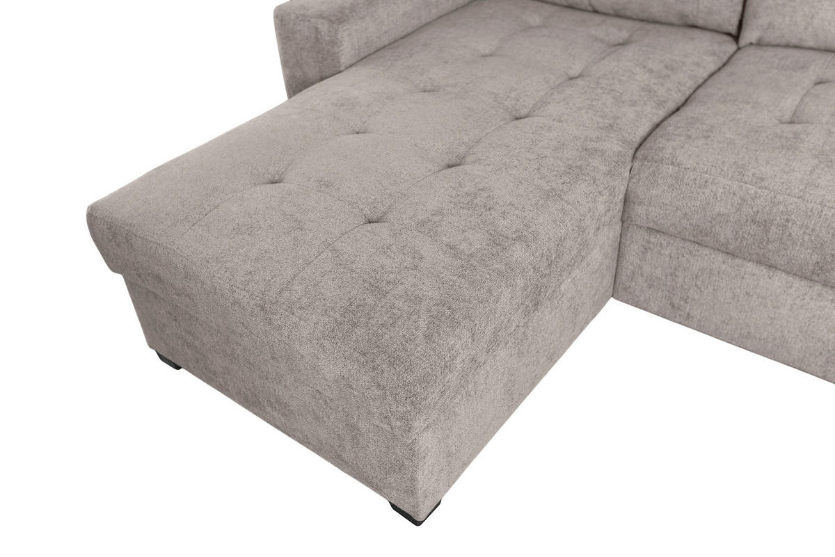 WOHNLANDSCHAFT VALERI Taupe Chenille  - Taupe/Schwarz, Design, Kunststoff/Textil (157/305/208cm) - MID.YOU