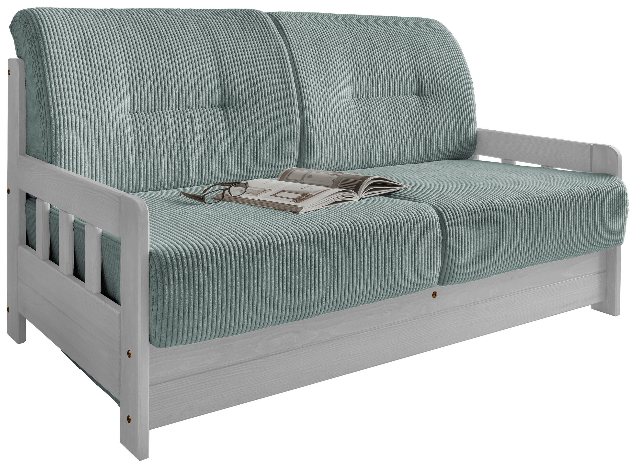 SCHLAFSOFA Cord Hellblau  - Weiß/Hellblau, MODERN, Holz/Textil (154/88/90cm) - Livetastic