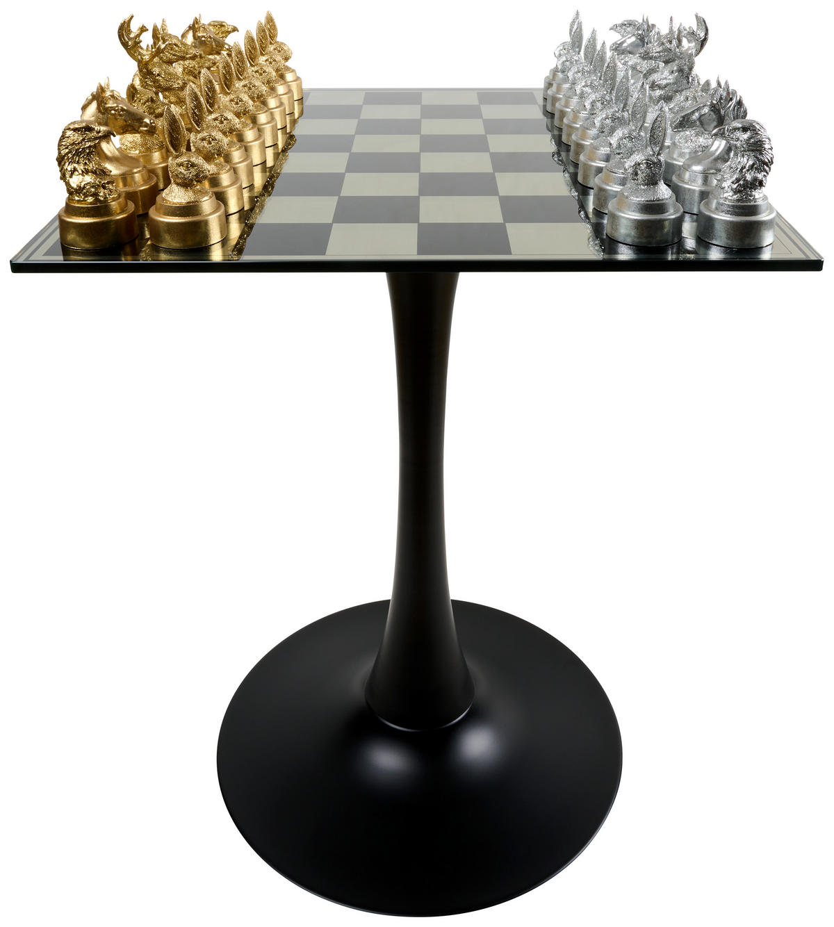 KISASZTAL fém, műanyag, Üveg  - fekete, Trend, műanyag/Üveg (60/71/60cm) - Ambia Home