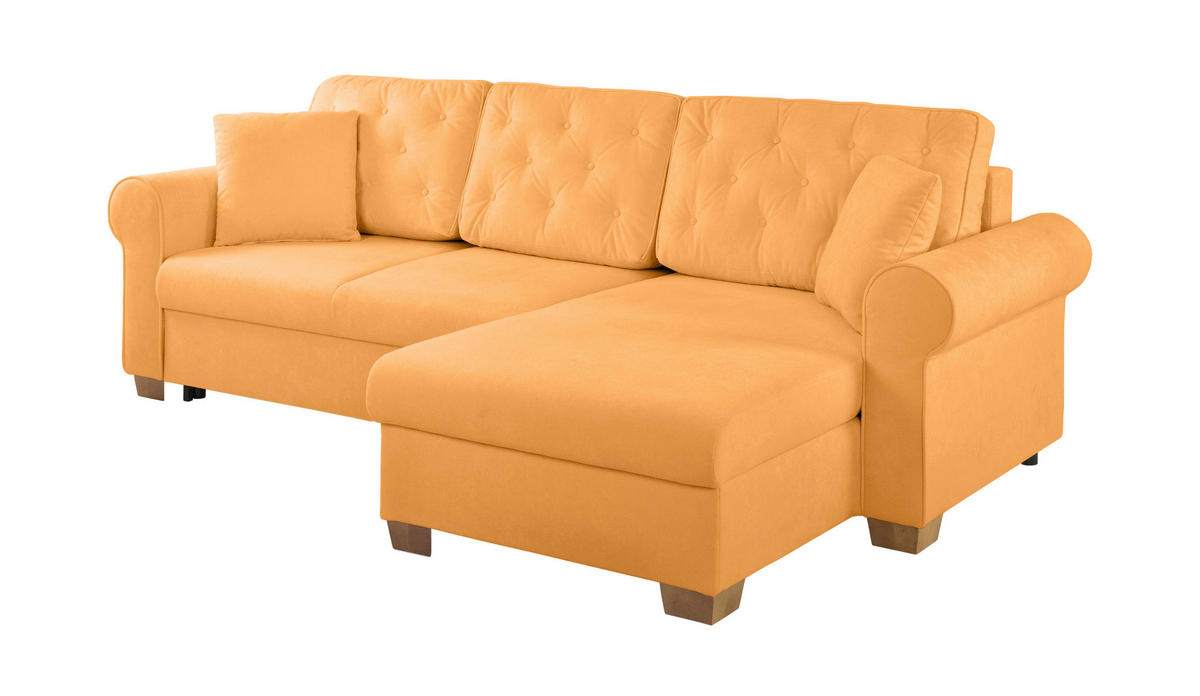 ECKSOFA Arles Gelb  - Gelb/Buchefarben, Design, Holz/Textil (266/161cm) - MID.YOU